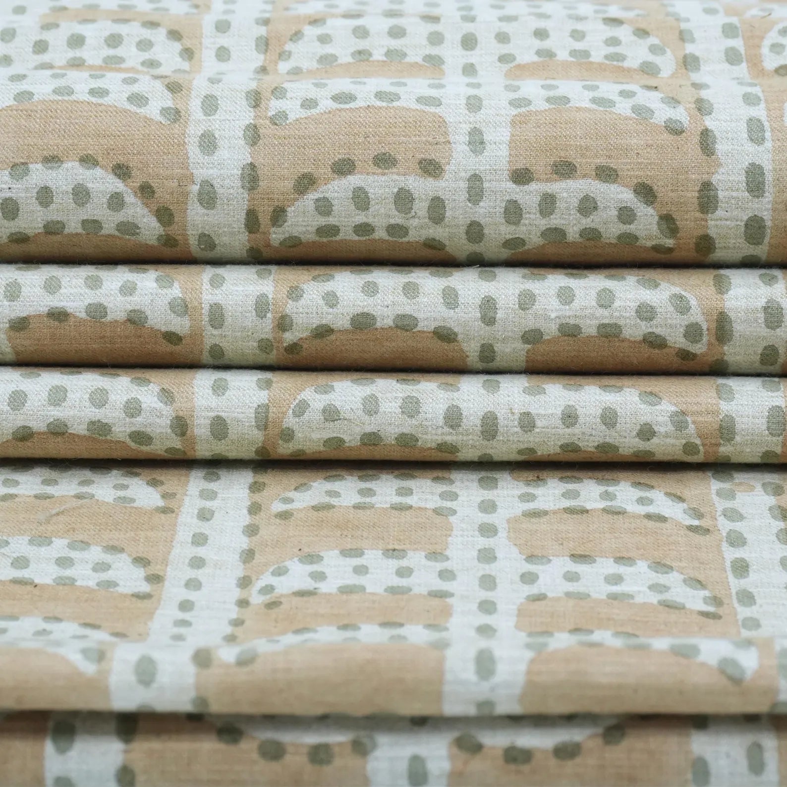 Garud Hand Block Print Linen Blend Fabric | By the Yard