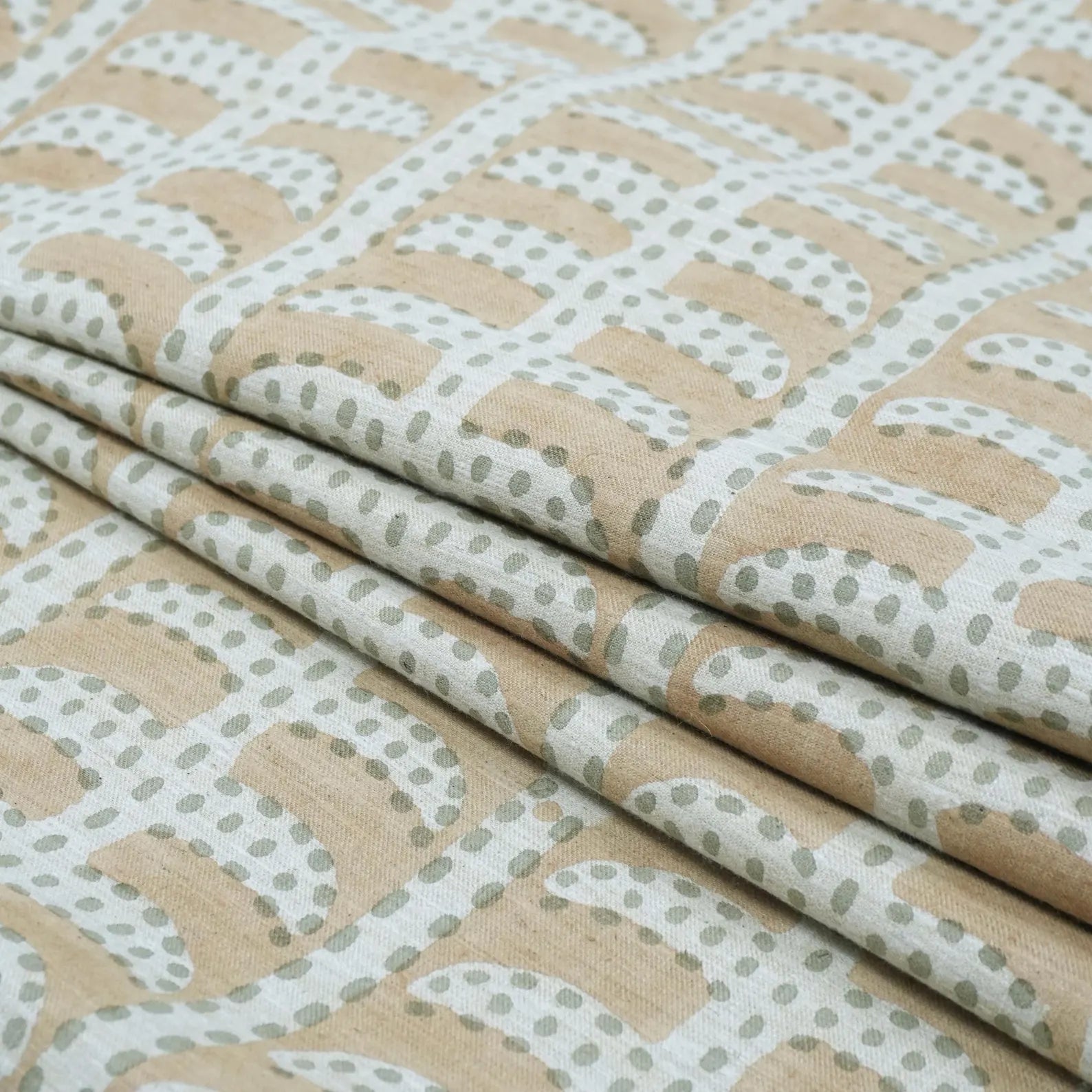 Garud Hand Block Print Linen Blend Fabric | By the Yard
