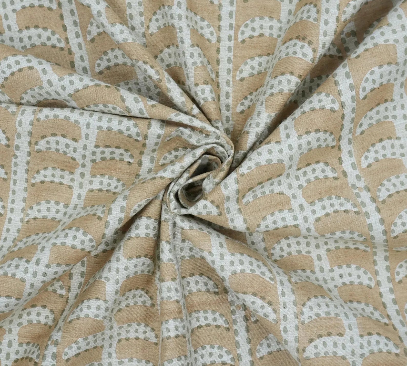 Garud Hand Block Print Linen Blend Fabric | By the Yard