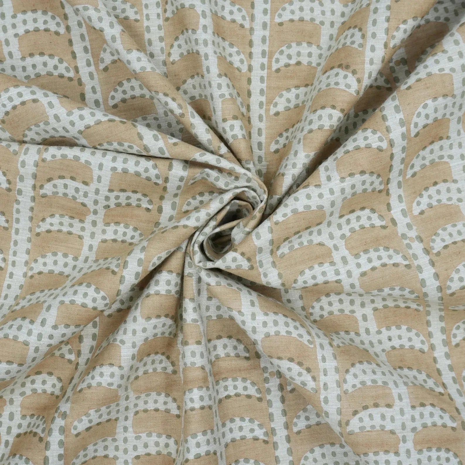 Garud Hand Block Print Linen Blend Fabric | By the Yard
