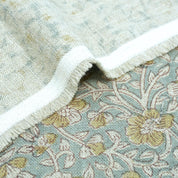 Indian Printed Blue Floral Linen Farmhouse Fabric - Saundarya
