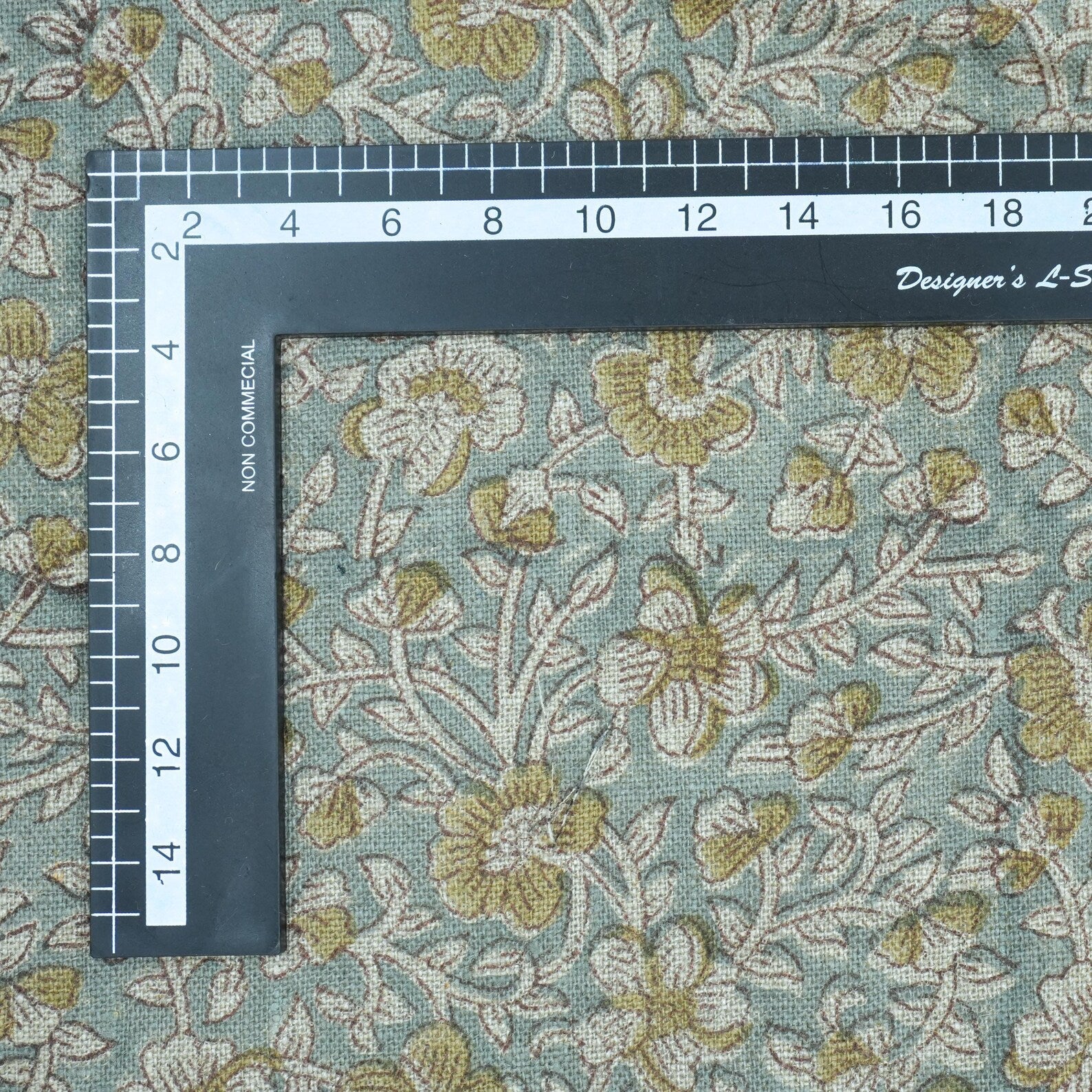 Indian Printed Blue Floral Linen Farmhouse Fabric - Saundarya