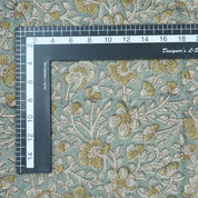 Indian Printed Blue Floral Linen Farmhouse Fabric - Saundarya