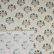 Diwali Flower Block Print Linen Fabric for Table Napkins