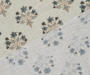 Diwali Flower Block Print Linen Fabric for Table Napkins