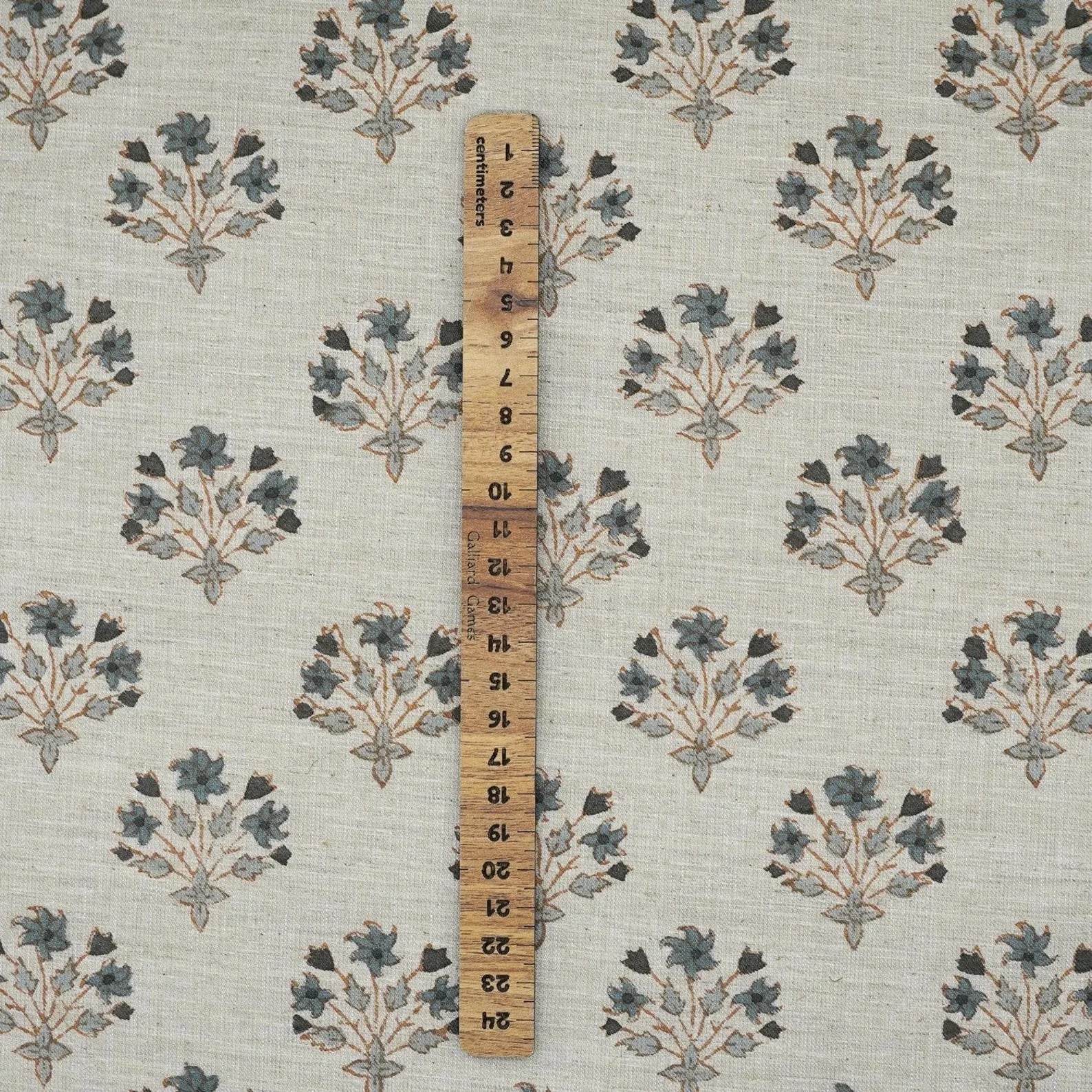 Diwali Flower Block Print Linen Fabric for Table Napkins