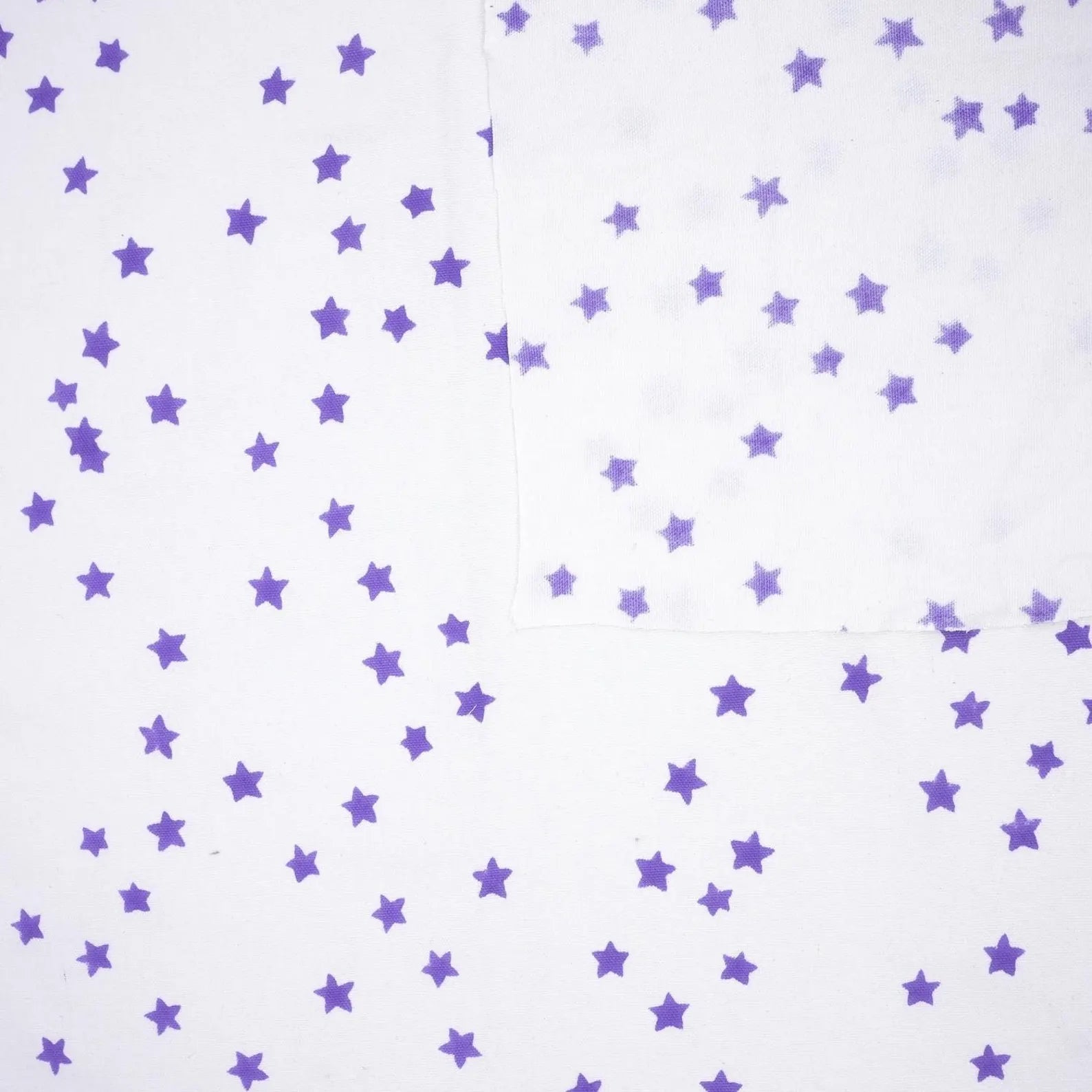 Purple Star Block Print Thick Cotton White Fabric