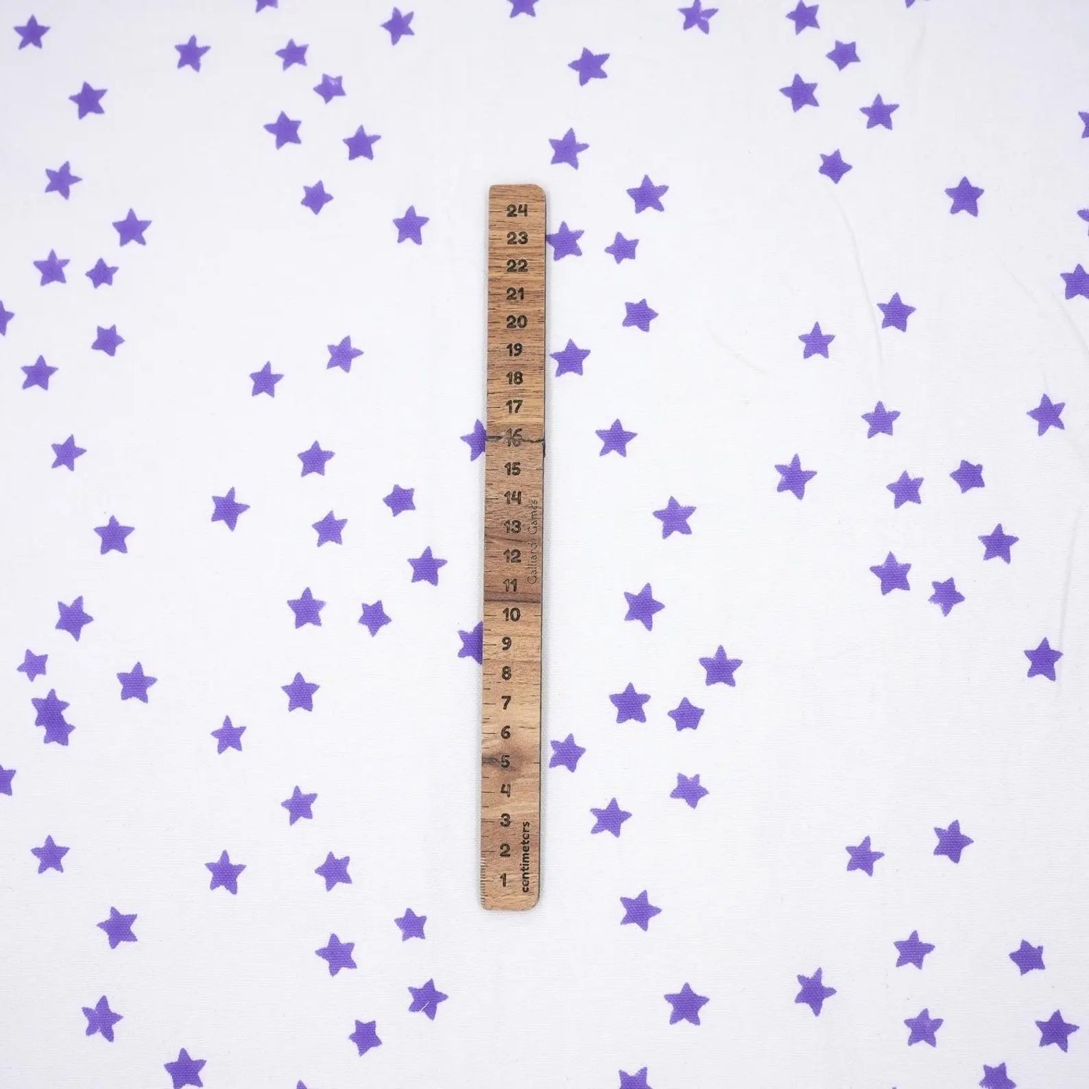 Purple Star Block Print Thick Cotton White Fabric