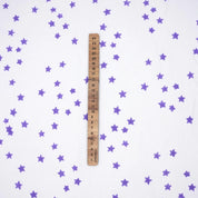 Purple Star Block Print Thick Cotton White Fabric