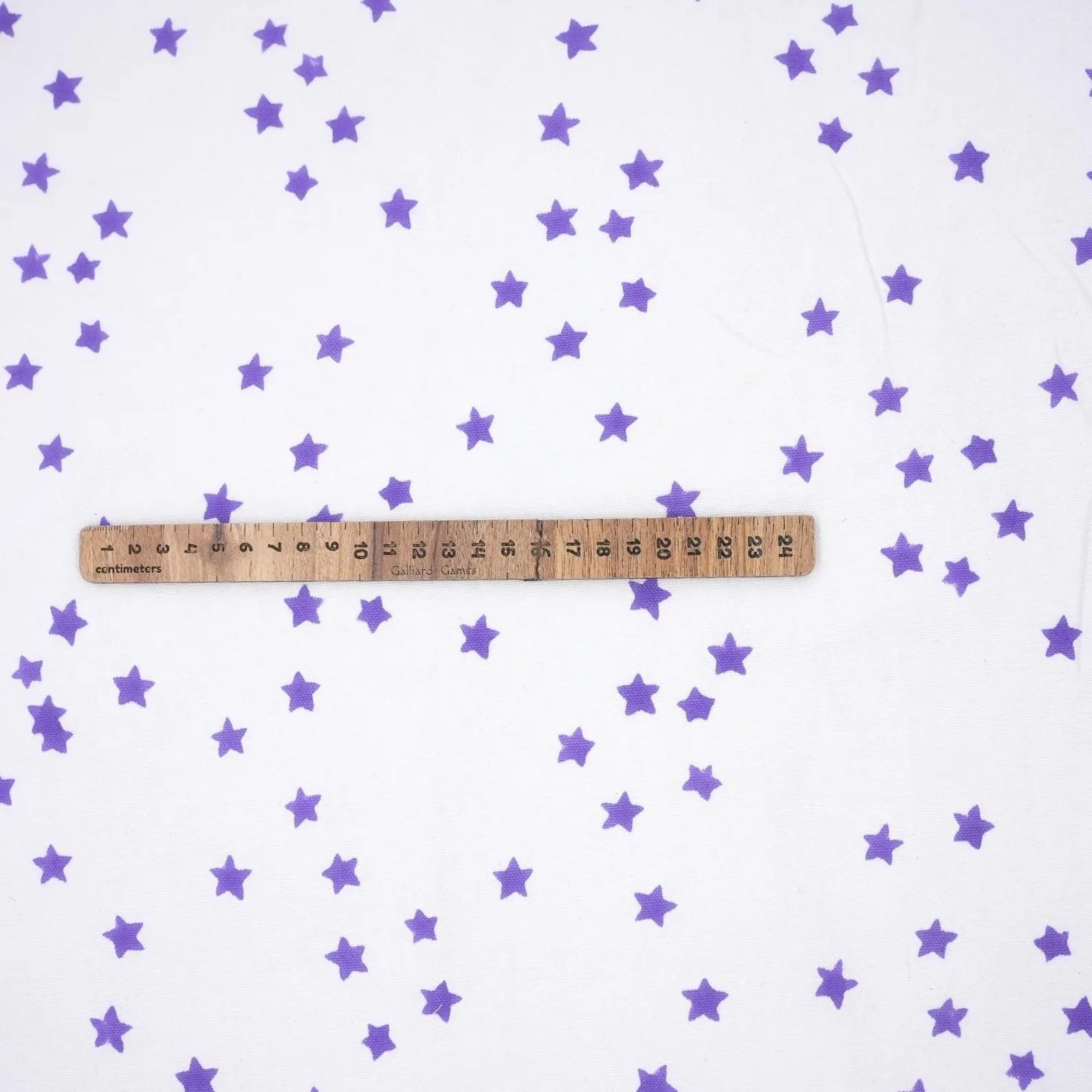 Purple Star Block Print Thick Cotton White Fabric