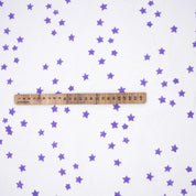 Purple Star Block Print Thick Cotton White Fabric