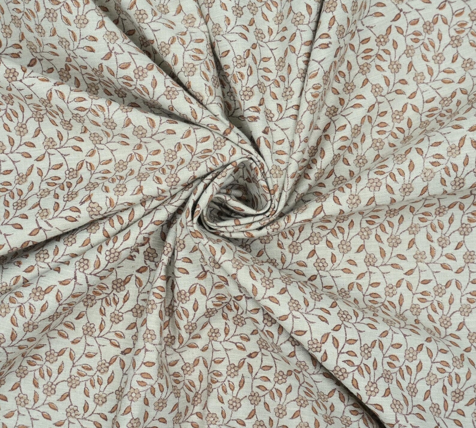 Artisan Made Gargi Block Print Linen Blend Decor Fabric