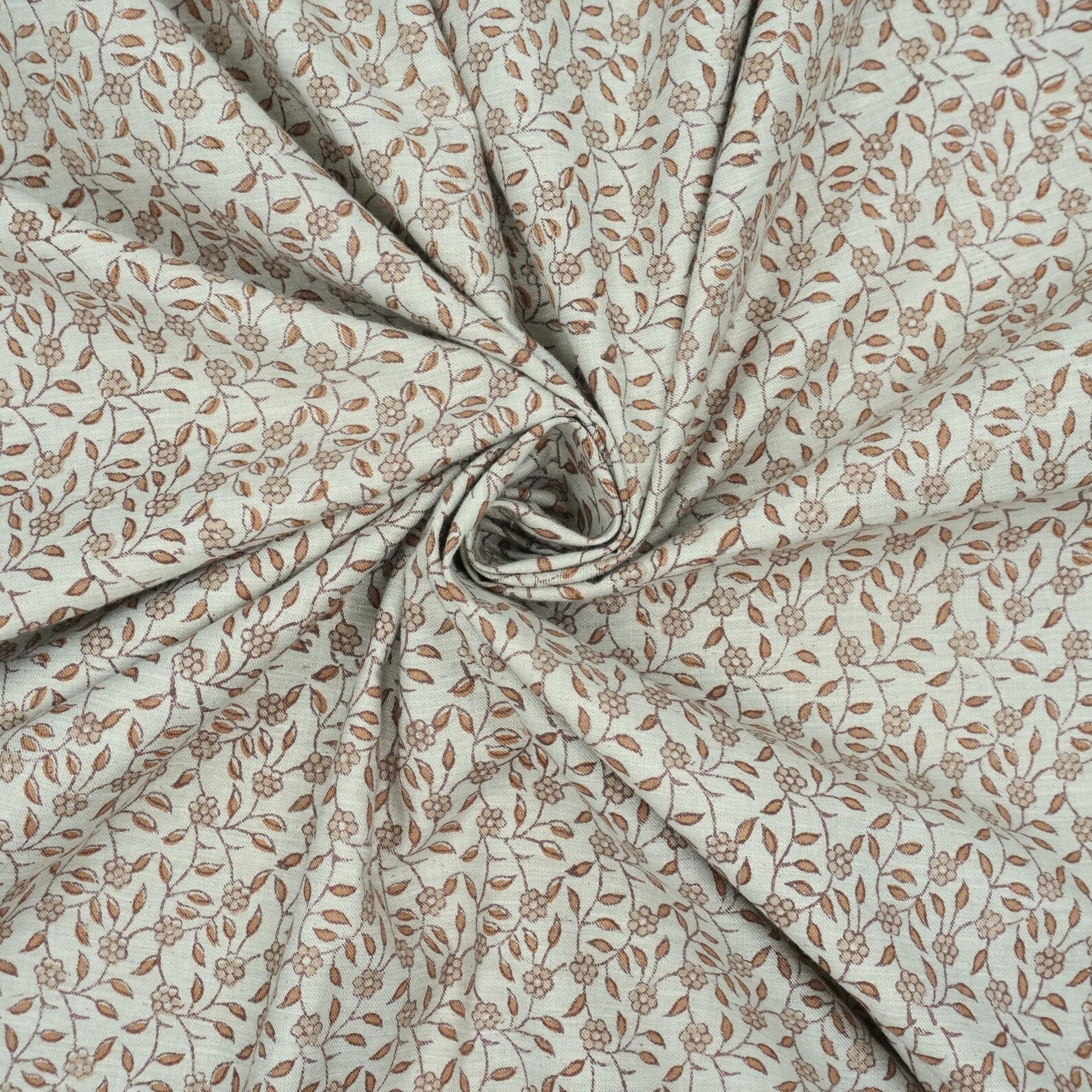 Artisan Made Gargi Block Print Linen Blend Decor Fabric