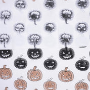 Block Print Thick Cotton White Halloween Pumpkin Fabric