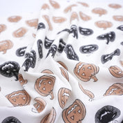 Block Print Thick Cotton White Halloween Pumpkin Fabric