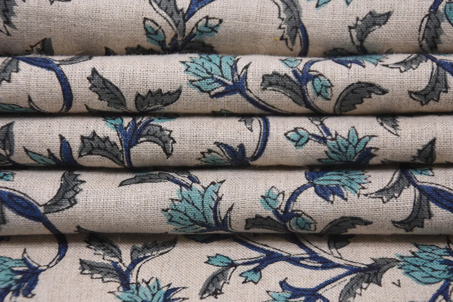 Pushp Varsha Botanical Pure Linen Upholstery Fabric