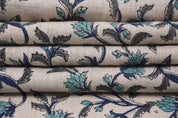 Pushp Varsha Botanical Pure Linen Upholstery Fabric