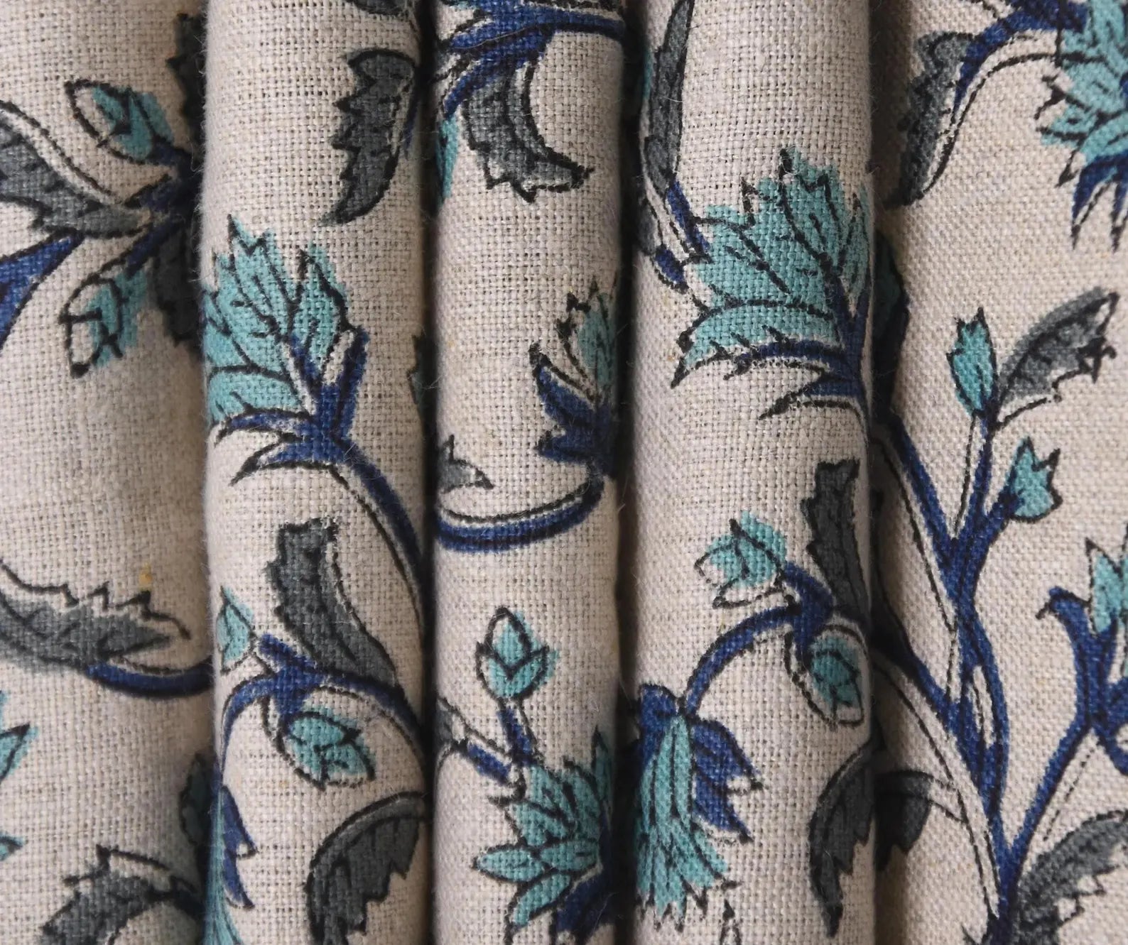 Pushp Varsha Botanical Pure Linen Upholstery Fabric