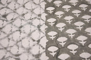 Indian Textiles Jadi Buti Grey Block Print Pure Linen Fabric