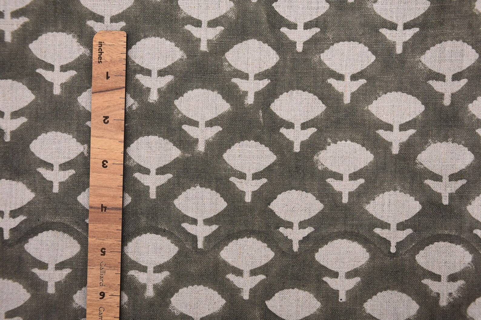 Indian Textiles Jadi Buti Grey Block Print Pure Linen Fabric