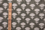 Indian Textiles Jadi Buti Grey Block Print Pure Linen Fabric