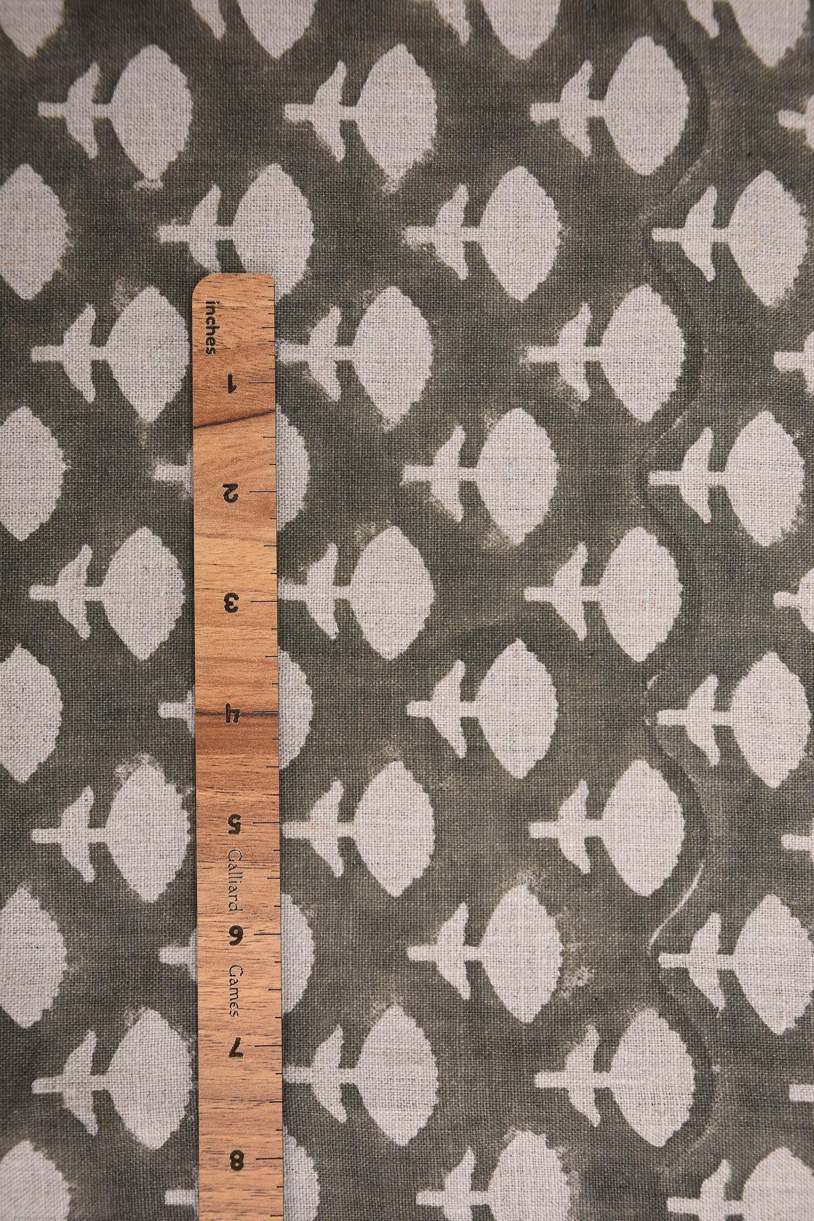 Indian Textiles Jadi Buti Grey Block Print Pure Linen Fabric