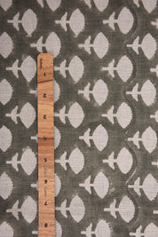 Indian Textiles Jadi Buti Grey Block Print Pure Linen Fabric