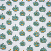Pumpkin Teal Print Thick Cotton Fabric – Halloween Collection