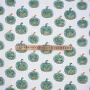 Pumpkin Teal Print Thick Cotton Fabric – Halloween Collection