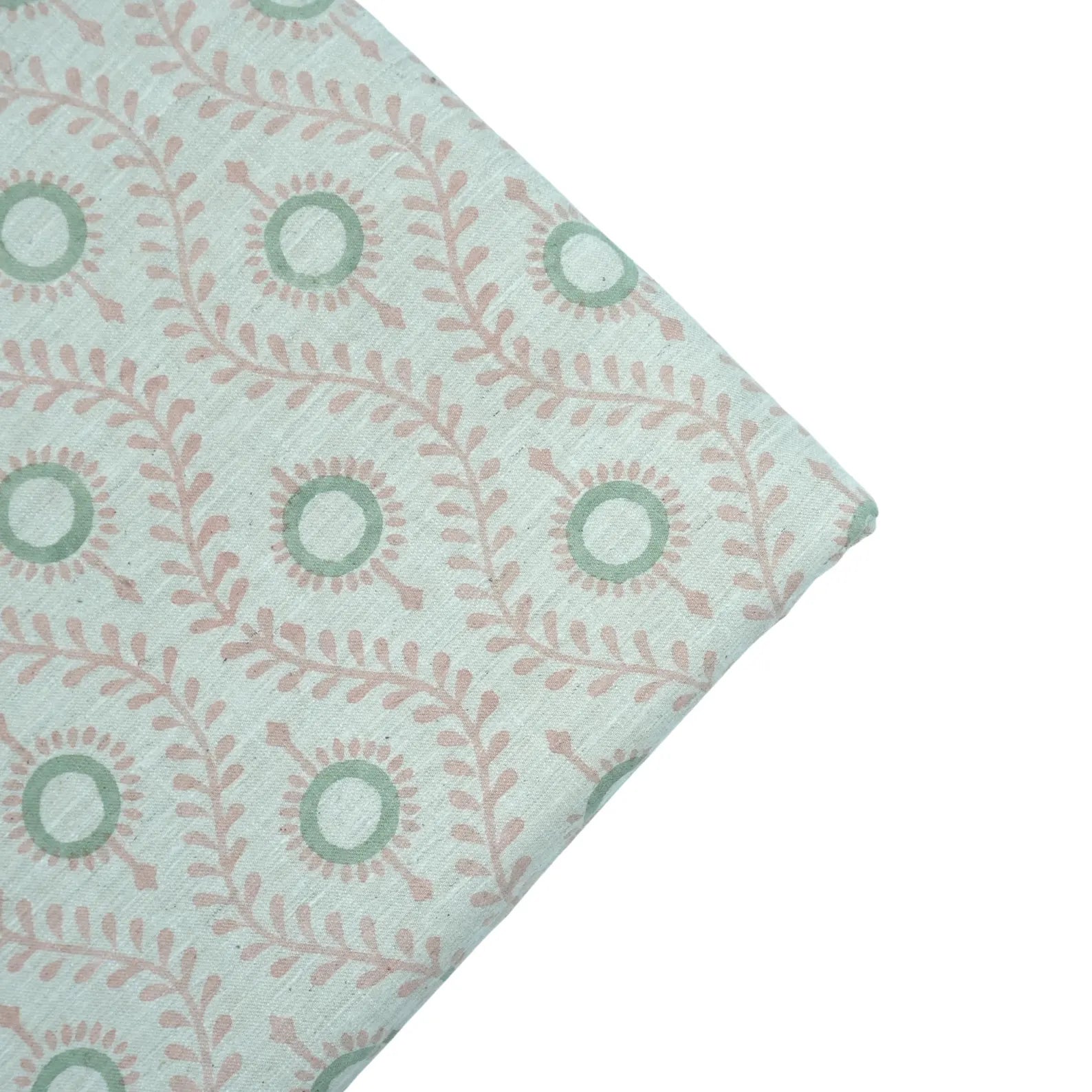 Lehar Wave Blush Block Print Linen Textiles Fabric