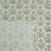 Mustard Titlee Block Print Pure Linen Farmhouse Decor Fabric