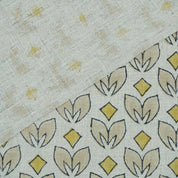 Mustard Titlee Block Print Pure Linen Farmhouse Decor Fabric