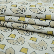 Mustard Titlee Block Print Pure Linen Farmhouse Decor Fabric