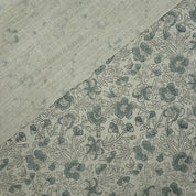 Indian Block Print Sage Green Floral Linen Fabric - Saundarya