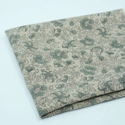 Indian Block Print Sage Green Floral Linen Fabric - Saundarya