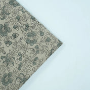 Indian Block Print Sage Green Floral Linen Fabric - Saundarya
