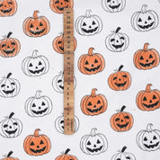 Halloween Classic Pumpkin Thick Cotton White Fabric