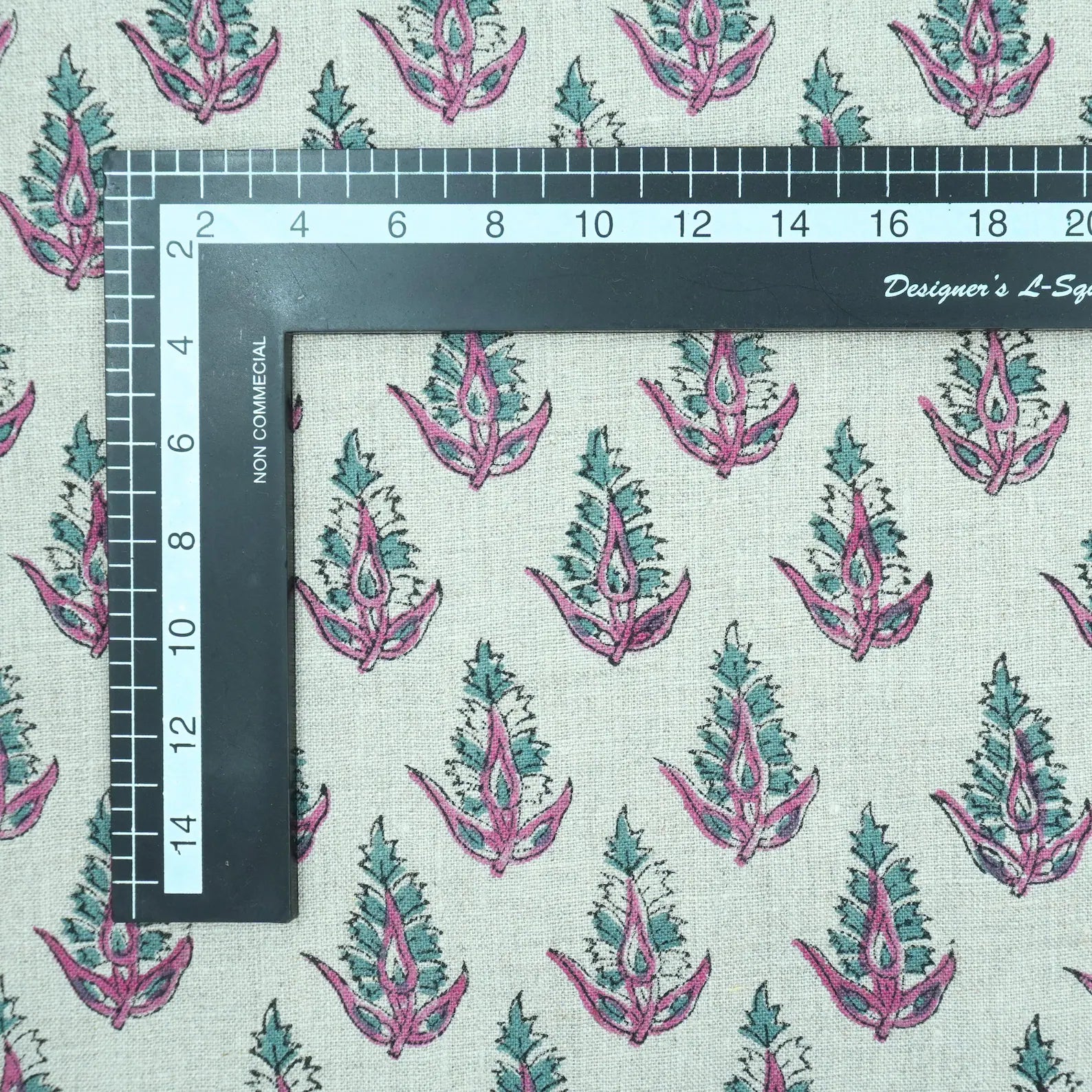 Hand Block Print Pure Linen Boho Decor Fabric - Kanak Buti