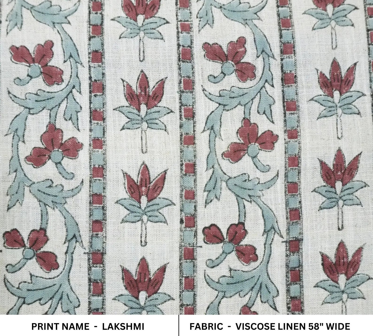 Lakshmi Block Print Viscose Linen Stripe Pillow Fabric 