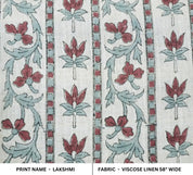 Lakshmi Block Print Viscose Linen Stripe Pillow Fabric 