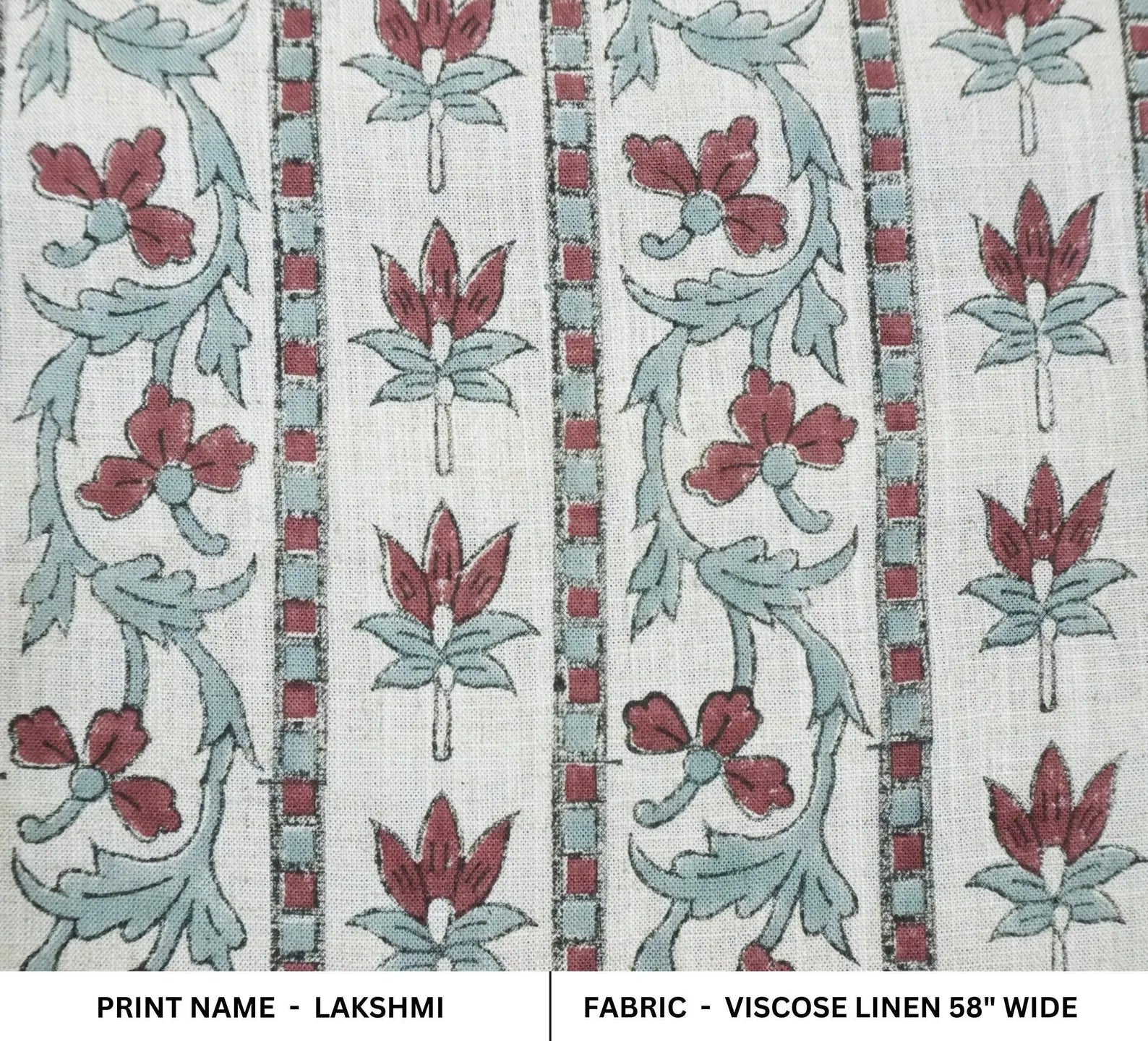Lakshmi Block Print Viscose Linen Stripe Pillow Fabric 