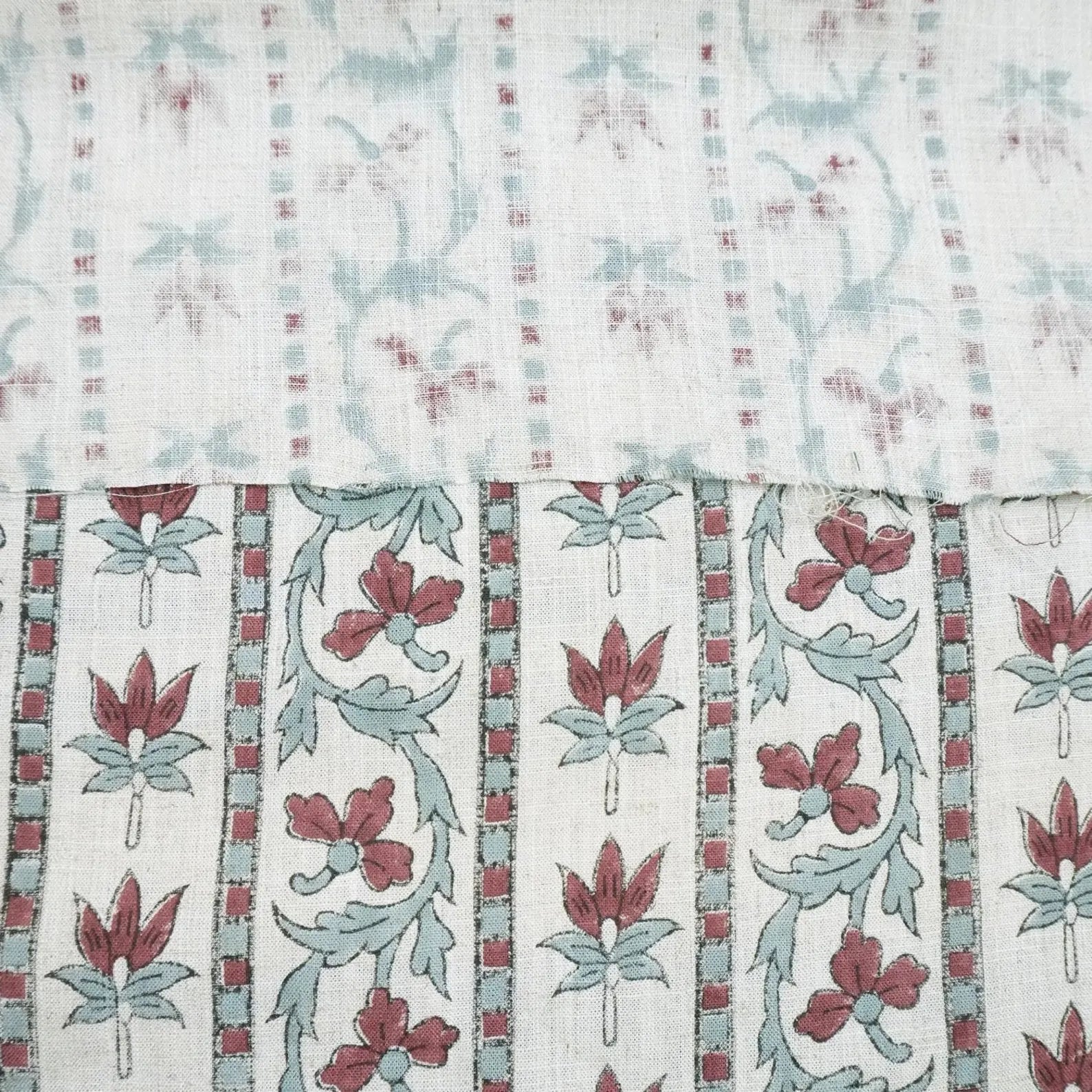 Lakshmi Block Print Viscose Linen Stripe Pillow Fabric 