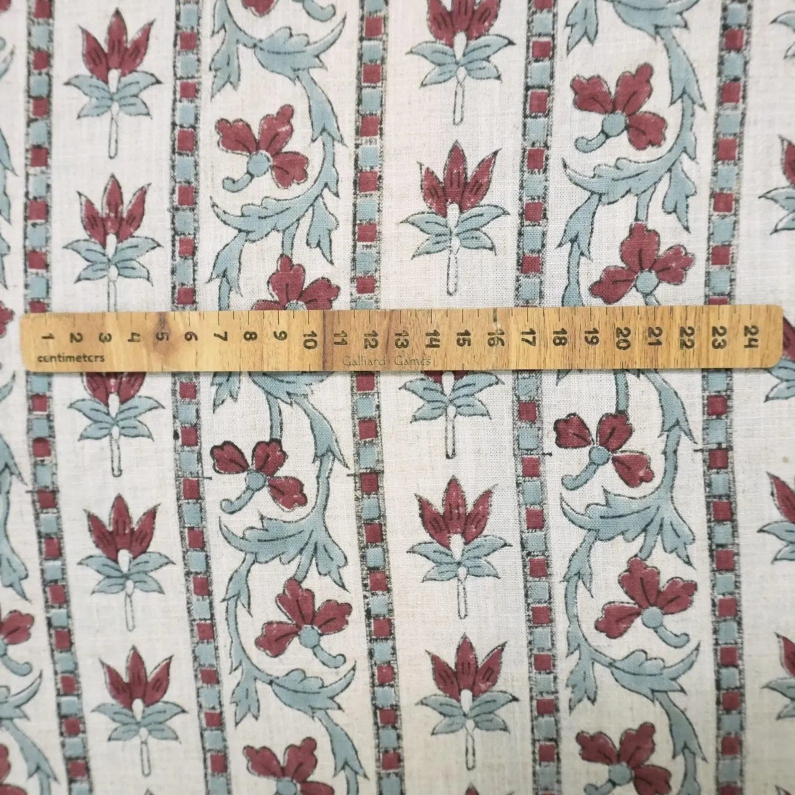 Lakshmi Block Print Viscose Linen Stripe Pillow Fabric 