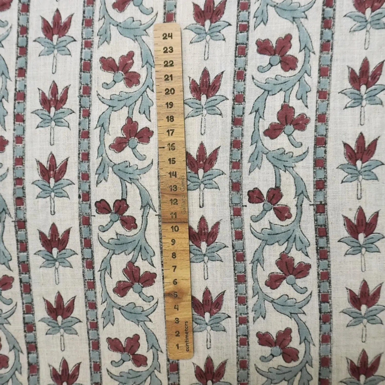 Lakshmi Block Print Viscose Linen Stripe Pillow Fabric 