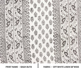 Indian Handcrafed Bagh Buta Block Print Off-White Linen Fabric