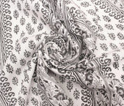 Indian Handcrafed Bagh Buta Block Print Off-White Linen Fabric