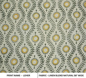 Lehar Block Print Linen Blend Mustard Yellow Floral Fabric