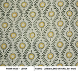 Block Print Linen Mustard Yellow Floral Fabric - Lehar