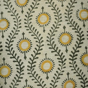 Lehar Block Print Linen Blend Mustard Yellow Floral Fabric