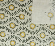 Lehar Block Print Linen Blend Mustard Yellow Floral Fabric